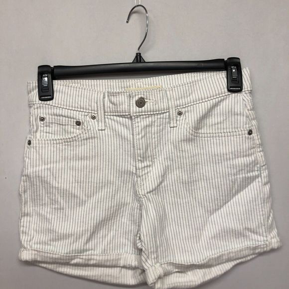 Levi's Women Mid Length Shorts Size 28 Striped Cotton Blend M127 -18 - Picture 14 of 16